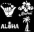 Hawaii Decal 4 Pack: Hang Loose Islands- Hawaii Hibiscus- Aloha Pineapple- Palm Tree Surf Board -White- Large ~5"-