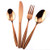 MDEALY 24-Piece Cooper Silverware Kitchen Utensils Set Good Quality Stainless Steel Flatware Cutlery Service for 6 Include Dinner Knife Forks Spoon Teaspoons Elegant Mirror & Matte Handle Polished Gif