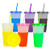 Reusable Plastic Tumblers with Lids Straws - 24oz Tumbler Reusable Bulk Tumblers Adults Kids Party Cold Cups Color Changing Cups
