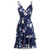 Dress for Women Casual, Women?s Dresses Sleeveless Wrap V Neck Ruffle Floral Printed Midi Dress with Belt Navy