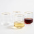 Lysenn Stemless Wine Glasses Set of 4 - Premium Hand Blown Drinking Glasses for White and Red Wine - Elegant Vertical Stripe and Gold Rim Design - Clear 15oz