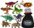 Schleich Mini Dino (Dinosaur) Figures T-Rex, Velociraptor, Stegosaurus, Spinosaurus, Triceratops, Quetzalcoatlus, Saichania & Pentaceratops Gift Set Bundle with Matty's Toy Stop Storage Bag - 8 Pack