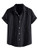 Floerns Men's Striped Shirts Casual Short Sleeve Button Down Shirts Black L