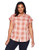 Lucky Brand Women's Size Plus Plaid TOP, Pink/Multi, 3X