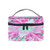 Vector Pink And Green Flower Makeup Bag, Cosmetic Bag, Toiletry Bag, Cosmetic Makeup Organizer Case Storage, for Women, Men, Kids, Girls, Traveling, Professional, With Mesh Bag Brush Holder