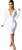 Hotheart Women's Long Sleeve Deep V Neck Rhinestone Tassel Bodycon Sexy Nightclub Party Dress White