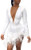 Hotheart Womens Sexy Deep V-Neck Long Sleeve Feather Irregular Dress Nightclub Clubwear Dress White