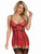 Dreamgirl Women's Stretch Lace Underwire Garter Slip and G-String Set, Ruby, Medium
