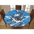 Elastic Polyester Fitted Table Cover,Grunge Composition with Star Figure Color Splashes Shoes and Pins Decorative Dinner Fitted Table Cloth, Fits Tables up to 36 Diameter,Blue Black and White