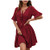 Qonii Beach Dresses for Women V Neck Short Sleeve Dress Summer Casual Loose Flowy Swing Shift Buttons Dress Mini Dress