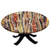 Elastic Edged Polyester Fitted Table Cover,Vertical Striped Vibrating Decorative Timber Design with Various Star Figures,Fits up 40"-44" Diameter Tables,The Ultimate Protection for Your Table,Multi