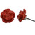 IndianShelf 4 Piece Handmade Orange Ceramic Flower Dresser Knobs Drawer Cabinet Door Kitchen Wardrobe Pulls Handles