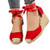 ZBYY Womens Espadrille Wedge Sandals Closed Toe Platform Lace Up Ankle Wrap Summer Espadrilles Heel Wedge Sandals Red