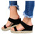 HIRIRI Womens Platform Wedge Sandals High Heel Slip on Open Toe Shoes Slides Espadrille Backless Slides Loafers Black