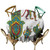 KaMiao Jacquard Tablecloth Hamsa,Figures in Mehndi Style Diameter 36" Patio Round Tablecloth