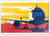 On a Taxiway. Flat Style Illustration of the Airliner At 2 Fridge Magnet