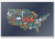 USA Map on Dark Blue Background Flat Illustration Fridge Magnet