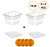 Cambro 64CW135 Camwear 1/6 Size Clear Food Pan - 4" Deep (2 pcs) with Cambro 60CWCH135 Handled Lid (1 pcs) with Cambro 60CWCHN135 Handled Lid with Spoon Notch (1 pcs) - w/coasters
