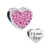 ReisJewelry I Love You Charms Heart Crystal Charm Bead for Bracelets -Pink-