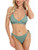 Women's String Two Piece Halter Top Triangle Bikini Set with Tie Side Bottom Sexy Swimsuit Bathing Suits Thong Sets Green