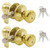 Goldentimehardware Tulip Polished Brass Keyed-Alike Entry Door Locksets Knobs for Exterior Door 2Pack, Same Keys