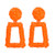 WPY Neon Orange Raised Design Geometric Rectangle Drop Dangle Statement Fashion Earrings
