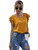 SOLY HUX Women's Casual Ruffle Short Sleeve Crew Neck Top Blouse Yellow L