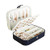 Travel Jewelry Box, PU Leather Small Jewelry Organizer for Women Girls, Double Layer Portable Mini Travel Case Display Storage Holder Boxes for Stud Earrings, Rings, Necklaces, Bracelets - Navy Blue