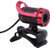 Webcam Camera USB 2.0 12M Pixels Clip-on Webcam Web Camera HD 360° Rotating Stand Built-in Microphone for Both Laptop and Desktop PC-Red-