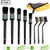 11 Pcs Auto Detailing Brush Set, Including 5 pcs Premium Detail Brush, 3 pcs Wire Brush and 2 pcs Automotive Air Conditioner Brush and Microfiber Towels for Cleaning Wheels, Interior, Exterior-Yellow-