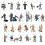 Acxico 25pcs Simulation Train Track Railroad Worker Model People Figures with Tools 1-87 HO Scale for Miniature Scenes