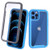 CENHUFO for iPhone 12 Pro Max Case, with Built-in Screen Protector Military Shockproof Clear Cover 360° Full Body Protective Armor Rugged Bumper Phone Case for iPhone 12 Pro Max 6.7 inch -Sky Blue-