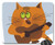 Mouse Pad - Cat Vector Figure Animal Guitar Singing Orange
