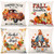 CDWERD Fall Pillow Covers 18x18 Inch Set of 4 Pumpkin Thanksgiving Farmhouse Decorations Autumn Throw Pillowcase Gnome Harvest Cotton Linen Cushion Case for Home Decor