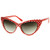 zeroUV - Women's Retro Polka Dot Oversize Cat Eye Sunglasses 54mm -Red-White/Smoke Gradient-