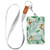 OTVEE Exotic Fruits Coconut Leaves Badge Holder, PU Leather ID Card Case Wallet with Neck Lanyard and Key Ring