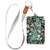 OTVEE Elegant Flowers Green Leaves Badge Holder, PU Leather ID Card Case Wallet with Neck Lanyard and Key Ring