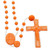 Plastic Rosary Orange Beads  and  Crucifix Fatima Medals - Pack of 5 Rosaries - Made in Italy of Food Grade Nylon