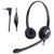 Wantek 2.5mm Telephone Headset Dual with Noise Canceling Mic + Volume Mute Control for Panasonic Grandstream Polycom Gigaset Cisco Linksys SPA Zultys Office IP and Cordless Dect Phones(602J25D)