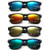 WHOLESALE UNISEX 80'S RETRO STYLE TRENDY SUNGLASSES - 4 PACK -Matte Black - Color Mirrors, 52-