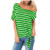 aihihe Womens Short Sleeve Off The Shoulder Tops Blouse Tie Front Striped Print Summer Casual Top Tunic T Shirts Green