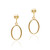 Yellow Gold Flashed Sterling Silver Open Oval Drop Dangle Hoop Earrings 5mm Bead Post For Women