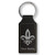 Rectangle Keychain, Fleur de Lis, Personalized Engraving Included -Black with Silver-
