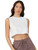 MakeMeChic Women's Solid Basic Sleeveless Round Neck Tee Crop Tank Top White S