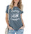 Happy Camper Shirts for Women Camping T-Shirt Letter Print Cute Graphic Short Sleeve Casual Tee Tops -S, Blue-