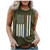 American Flag Tank Tops Women Patriotic Shirt USA Flag Stars Stripes Print Sleeveless T-Shirt 4th of July Tee Tops Green