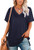 Womens V Neck T Shirts Basic Tee Loose Fitting Casual Short Sleeve Summer Tops Navy Blue