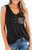 Chuanqi Womens Tank Tops V Neck Loose Fit Sleeveless Casual Waffle Knit Summer Tunic Shirts -Large, Black-