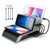 Desktop Charging QI Station Wireless Charging Pad 5-in-1 Multiple Charger Dock Organizer Stand with ?USB Ports for iPhone Ipad Samsung Phone (Charging Station + 4pcs Cables)