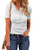 Fashion Ribbed Knit Tee Short Sleeve Blouse Tops White Summer T Shirts for Women V Neck S